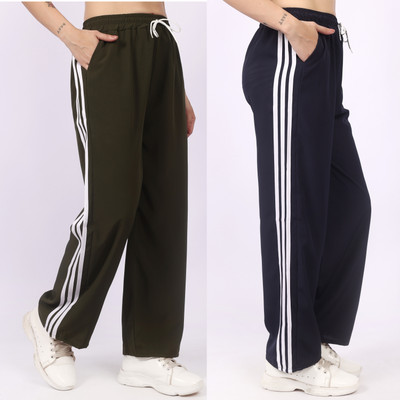Aileyis Striped Women Dark Green, Dark Blue Track Pants