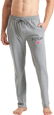 FCUK Solid Men Grey Track Pants
