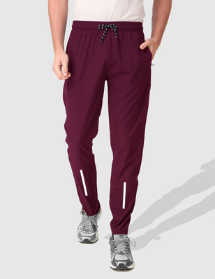 Z-DEVIL Solid Men Maroon Track Pants