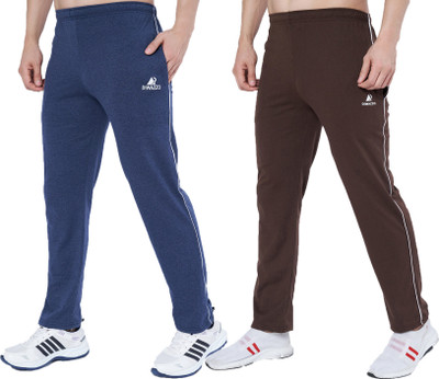 Diwazzo Solid Men Brown, Light Blue Track Pants