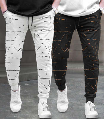 TRIPR Printed Men White, Black Track Pants
