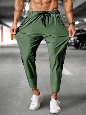 KIZAAR Solid Men Olive Track Pants