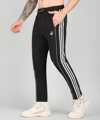 GNOCKFACE Striped Men Black Track Pants