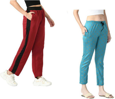 IndiWeaves Printed, Striped Women Multicolor Track Pants