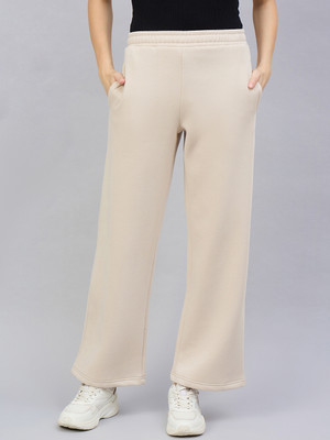 98 Degree North Solid Women Beige Track Pants