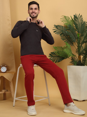 SWEET DREAMS Solid Men Red Track Pants
