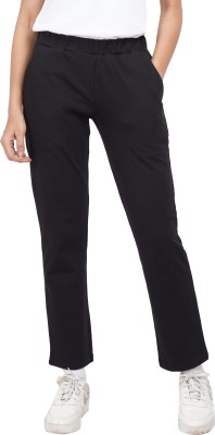 Ecolove Solid Women Black Track Pants