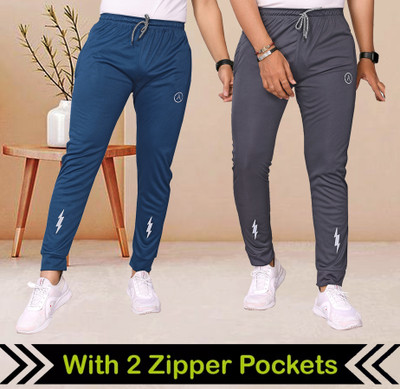 ANAND Solid Men Blue, Grey Track Pants