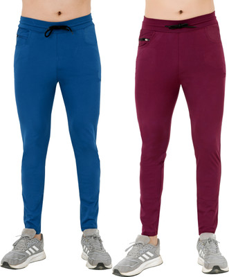 NAVRISE Self Design Men Light Blue, Maroon Track Pants