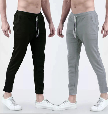 HoC Solid Men Black, Grey Track Pants