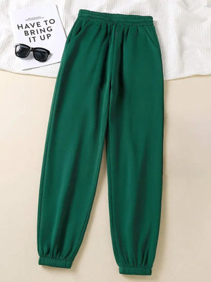 CLOTHINK India Solid Women Green Track Pants