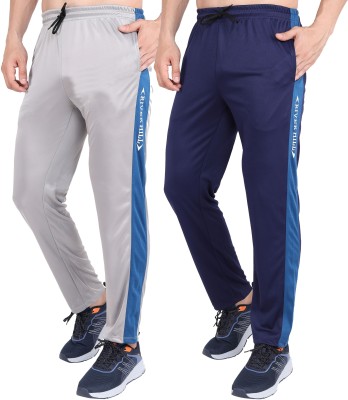 RiverHill Colorblock Men Grey, Blue Track Pants