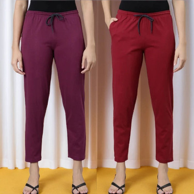 Kryptic Solid Women Red, Purple Track Pants