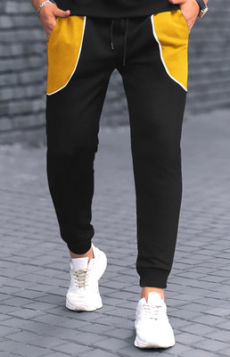 KELONBRO Colorblock Men Black, Yellow Track Pants