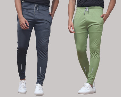 Suzaro Solid Men Grey, Light Green Track Pants