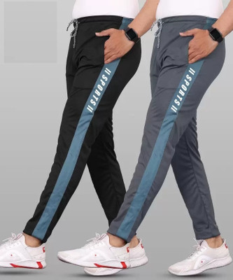 Malakar Striped Men Black, Grey Track Pants