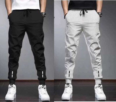 HouseOfCommon Solid Men Black, Grey Track Pants