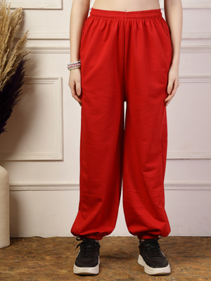 UZARUS Solid Women Red Track Pants