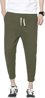 MAYANKHUB Solid Men Olive Track Pants