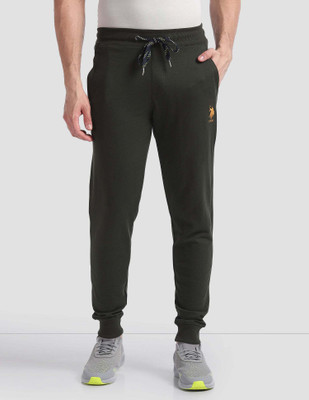 U.S. POLO ASSN. Solid Men Dark Green Track Pants