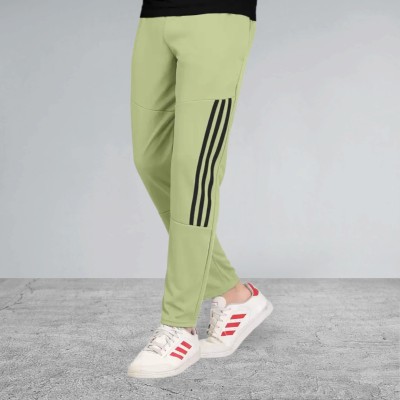 Covetvolo Design Striped Men Light Green Track Pants