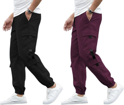 SUN BEAUTY FASHIONISTA HUB Solid Men Black, Purple Track Pants