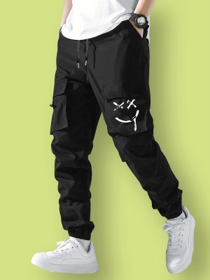 Jump Cuts Printed Men Black, White Track Pants