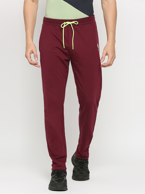 UnderJeans by Spykar Solid Men Maroon Track Pants
