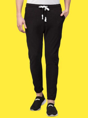 AMFABRICS Solid Men Black Track Pants