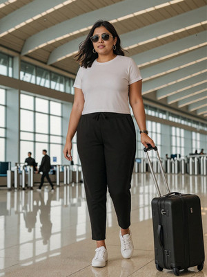 BlissClub Ultimate Tapered Joggers, Lite - Regular Solid Women Black Track Pants