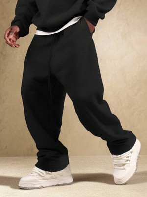 Dockstreet Solid Men Black Track Pants
