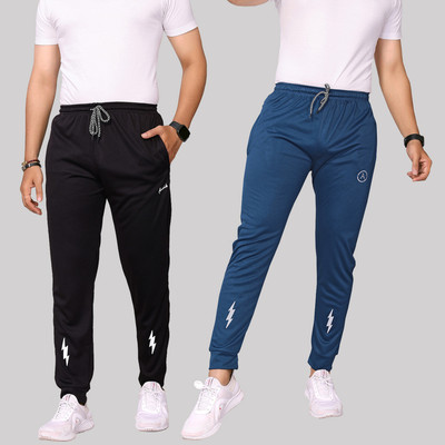 ANAND Solid Men Black, Blue Track Pants