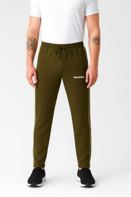 KNOTRIX Solid, Striped Men Brown Track Pants