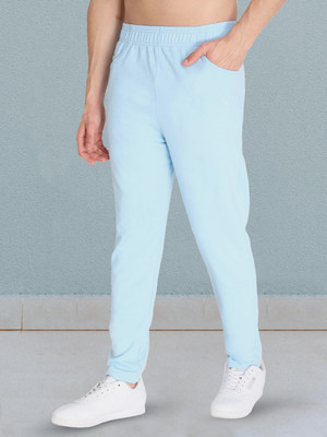 CHKOKKO Solid Men Light Blue Track Pants