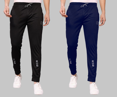 ANAND Self Design Men Black, Dark Blue Track Pants