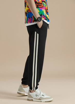 Dockstreet Striped Men White Track Pants
