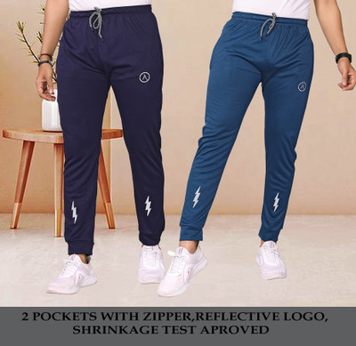ANAND Printed Men Dark Blue, Blue Track Pants