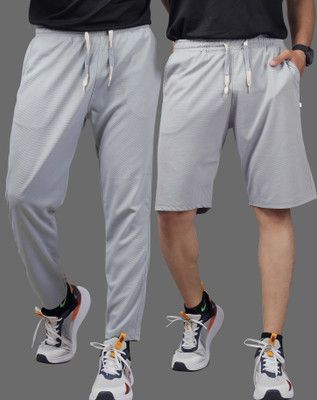 Septem Self Design Men Grey Track Pants