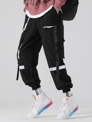 Revago Colorblock Men Black Track Pants