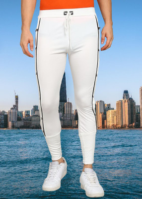 RusticBlooms Self Design Men White Track Pants