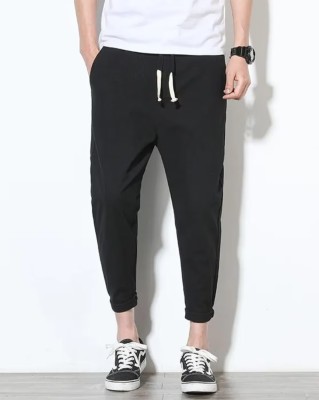 DL Fashion Solid Men Black Track Pants