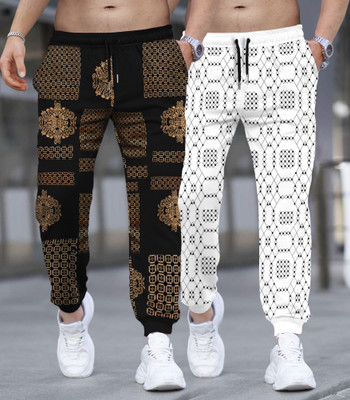 TRIPR Printed Men Black, White Track Pants