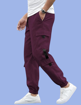 Kesaria Textile Company Solid Men Maroon Track Pants