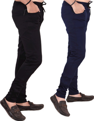 DKD Printed Men Black, Dark Blue Track Pants