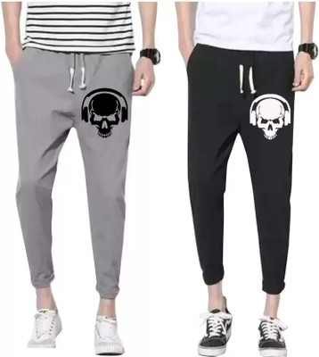 mfb Printed Men Black, Grey Track Pants
