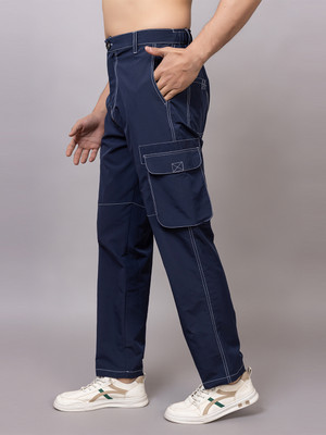 YHA Solid Men Dark Blue Track Pants