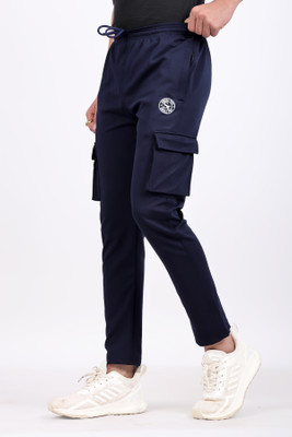 SmallTry Solid Men Blue Track Pants