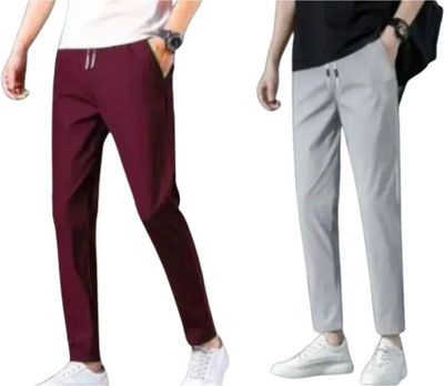 BE SWADESHI Self Design Men Grey, Maroon Track Pants