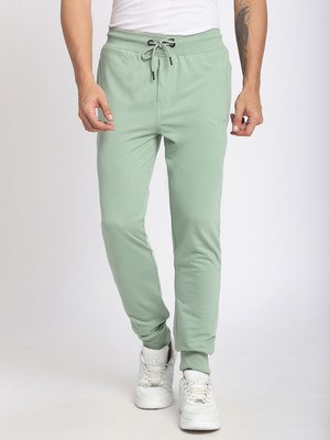 Stitch Hub Solid Men Light Green Track Pants