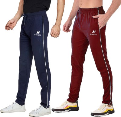 Diwazzo Striped Men Blue, Maroon Track Pants